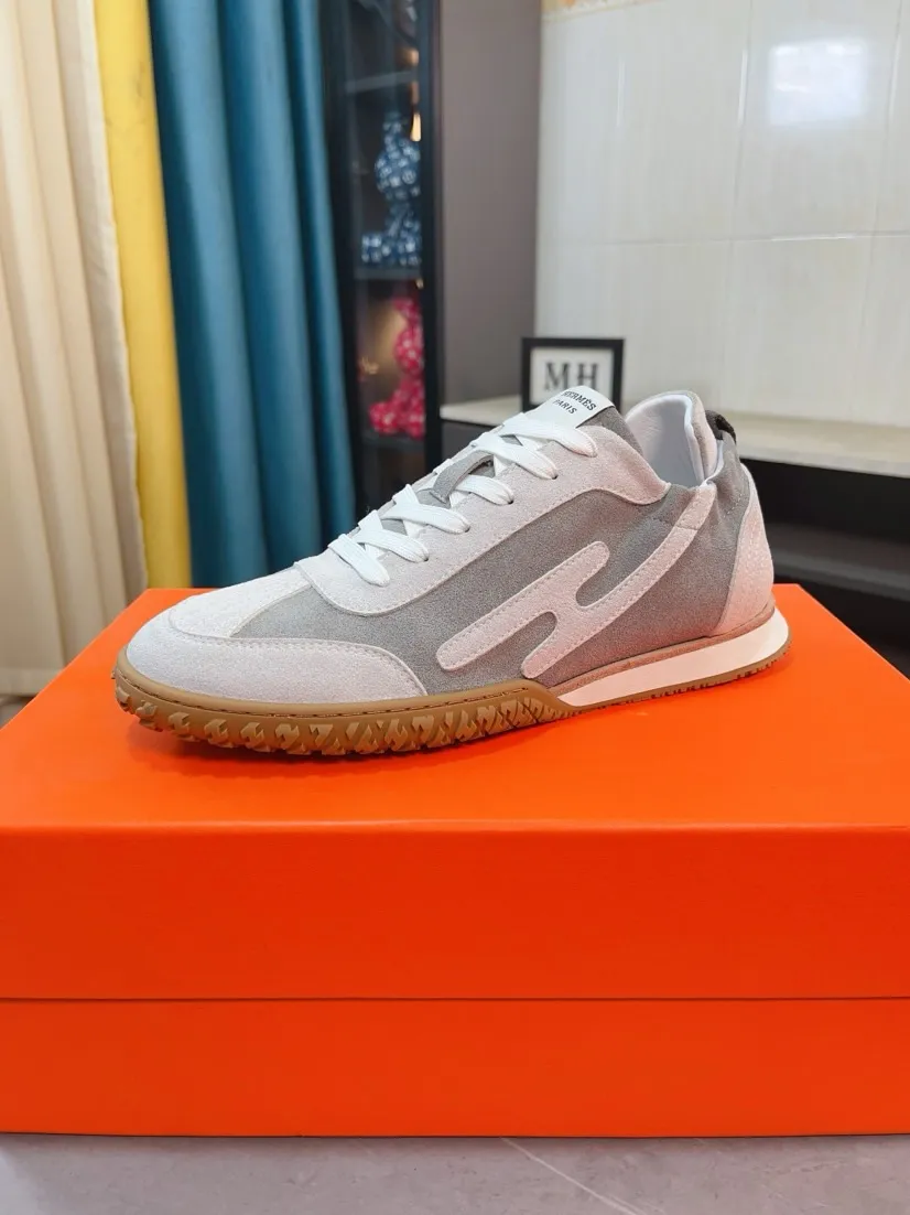 Men's shoes 💰480🌸🌸[HERMES] Hermès sneakers, the upper is made of calfskin and suede, imported materials, full of texture, the lightweight sole is decorated with contrasting patterns, creating a versatile fashion style. Size: 38-44, 45 customized